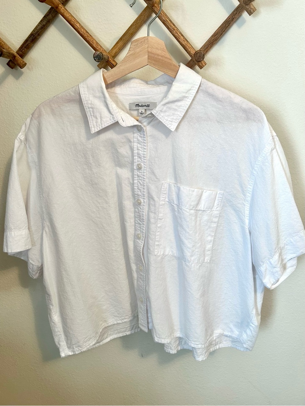 Madewell Cropped Utility Button-Up Shirt in White size L oversized oxford preppy - Picture 4 of 11
